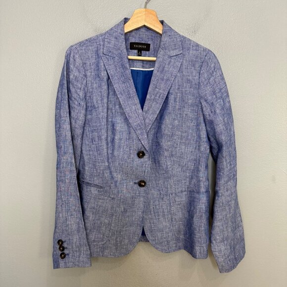 TALBOTS light blue linen 2 button blazer size 6 - Picture 1 of 8